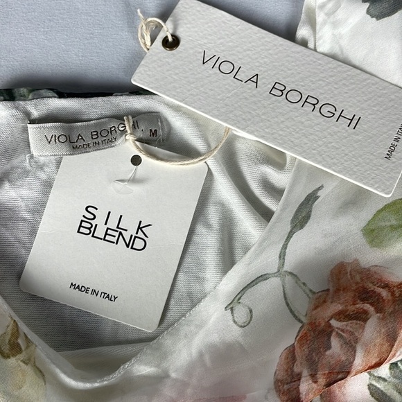 VIOLA Borghi Silk Blend Florsl Blouse Made in Italy - Picture 6 of 9